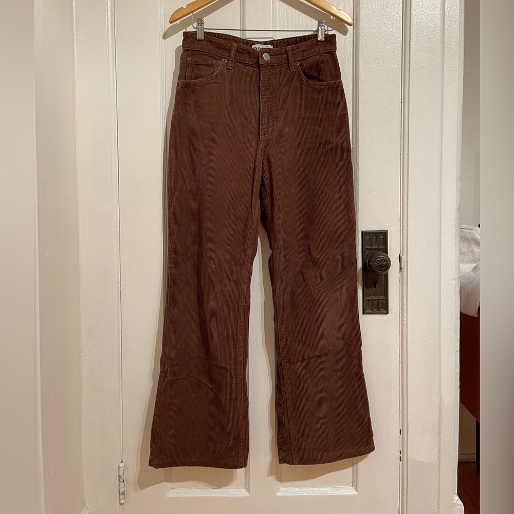 Zara wide-leg brown corduroy pants